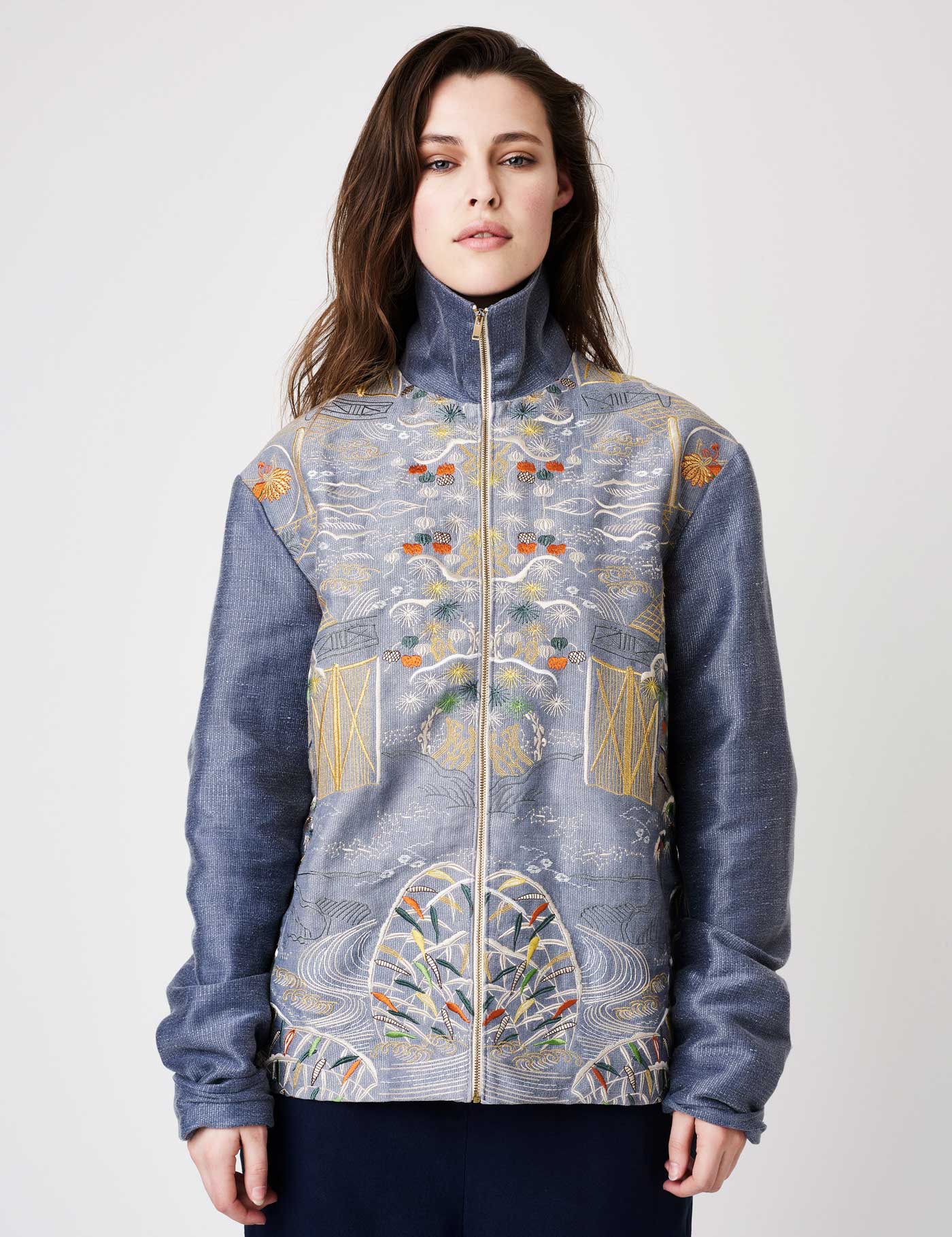 Organic Linen and Organic Cotton Natural Dyed and Embroidered BOMBER ...